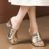 Fashion Women Wear Summer Fashion New High-heeled Cool Slippers with A Leather Block Heel Open Toe Single-toe Slippers