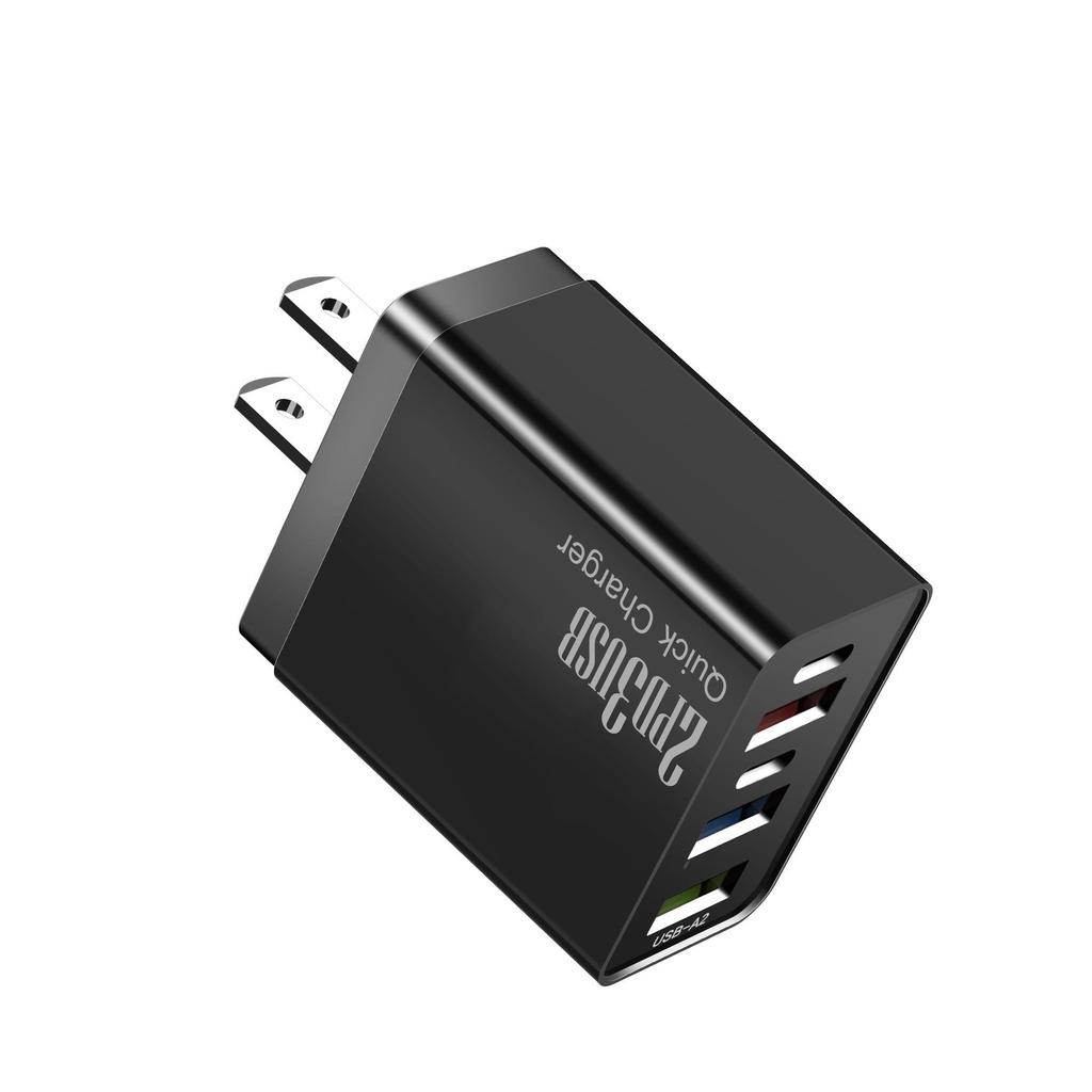 Fast Charger for Android & Apple - 3 USB + 2 Type-C Ports, Compatible with UK, US, EU.