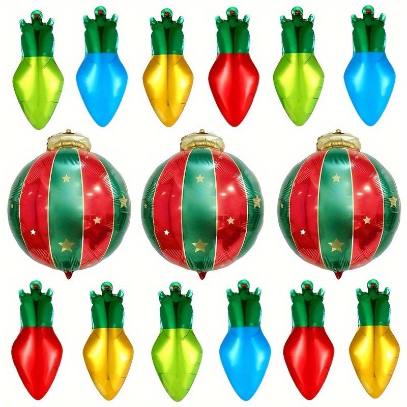 

15pcs Christmas Light Bulb Balloon Set Red Green Aluminum Foil Balloons Christmas Party Decoration Holiday Hanging Decoration other
