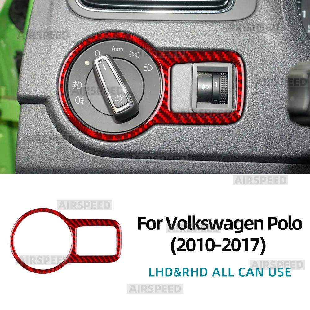 Real Soft Carbon Fiber Sticker For Volkswagen VW Polo MK5 6R 2010 2011 2012 2013 2014 LHD RHD Car Headlight Switch Interior Trim
