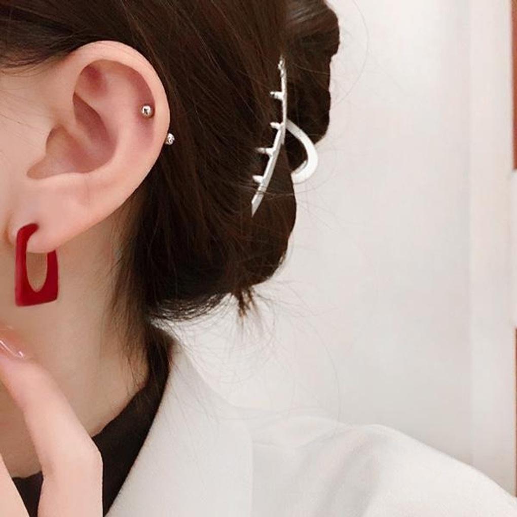 Women's Daily Different Square Silver Needle Earrings