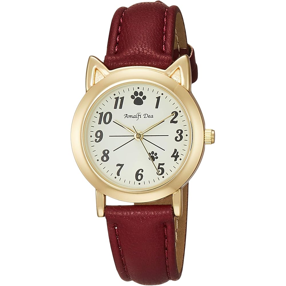 Arias Amalfi Dia Analog Women s Watch Waterproof Leather Strap Cat White Dial WW20026A-160 Red