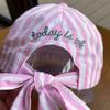 Versatile Creative Letter Embroidery Baseball Cap Bow Ribbon Design Y2K Cotton Baseball Cap Cute Fashion Sun Hat Outdoor