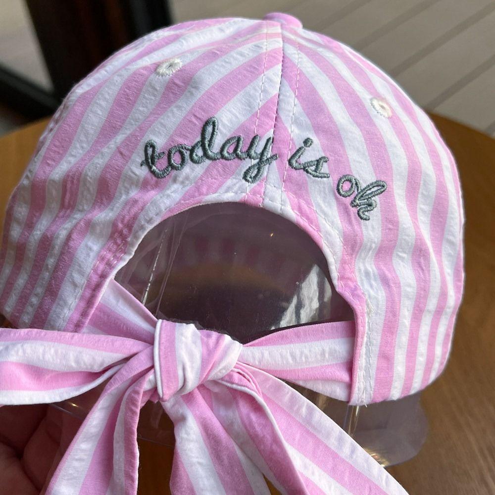 Versatile Creative Letter Embroidery Baseball Cap Bow Ribbon Design Y2K Cotton Baseball Cap Cute Fashion Sun Hat Outdoor
