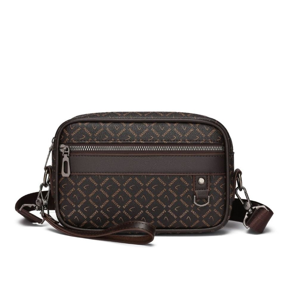 Business Printing Handbag Style Vintage Multi-Functional Crossbody Bag PU Leather Waist Strap Shoulder Bag Men