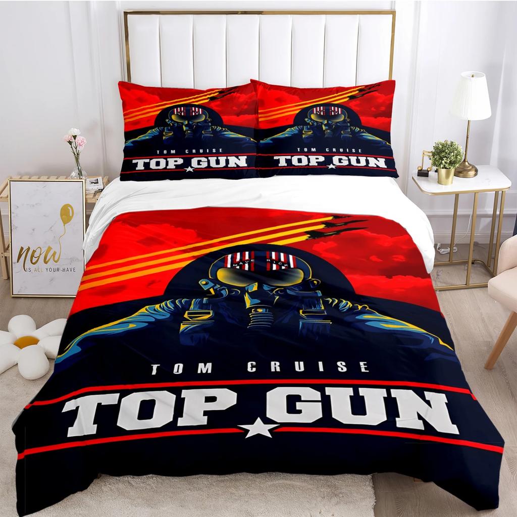 3D HD Print Classic Movie Top Gun Bedding Set,Top Gun Duvet Cover Comforter Soft Quilt Cover and Pillowcases For adults children
