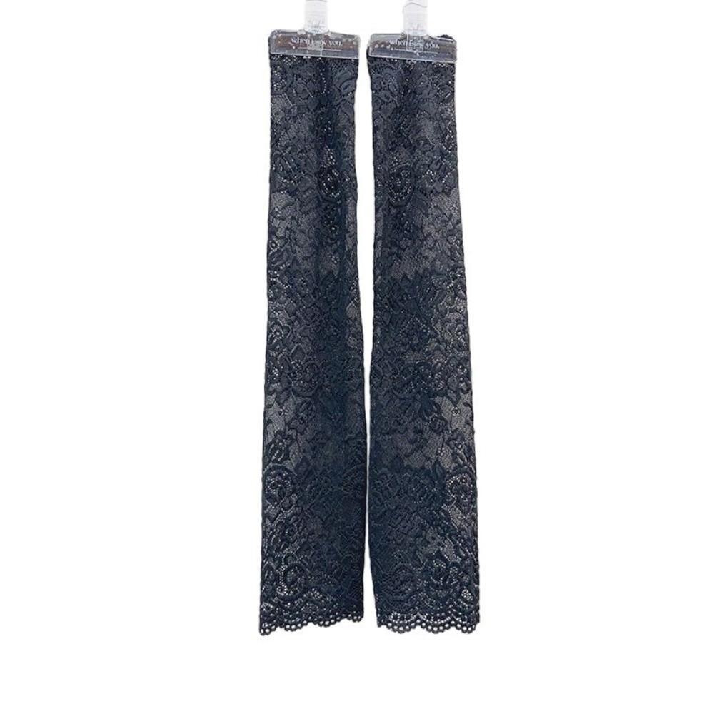 Mesh Lace Sun Protection Arm Sleeves Breathable Elastic Sleeve Fingerless Long Sunscreen Floral Embroidery