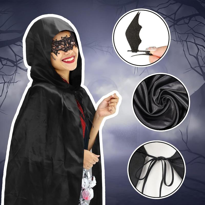 New Halloween Decorations Black Witch Cloak Party Makeup Prop Oxford Fabric Material Masquerade Dress Up Props