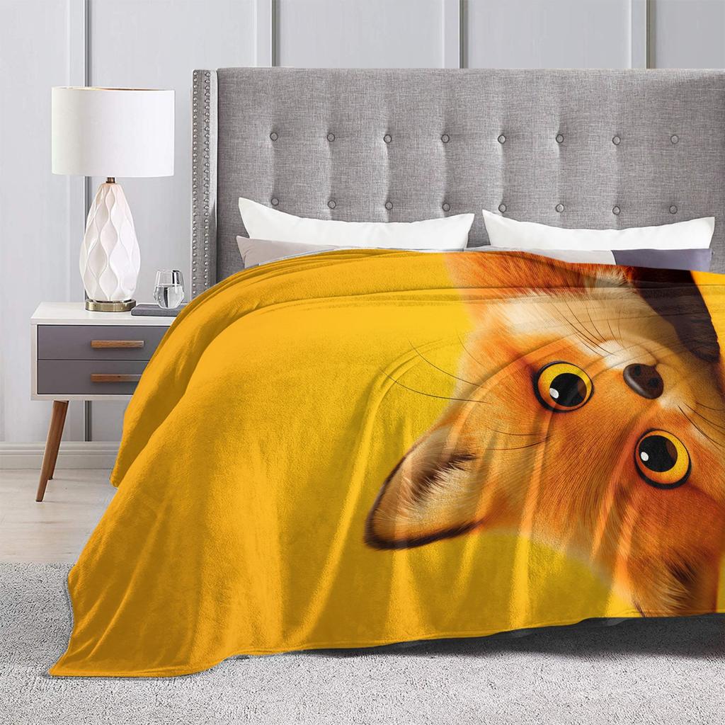 Cute Fox Flannel Blanket Girl  Soft Throw Blanket Winter Bedroom Bedspread Sofa Bed Cover