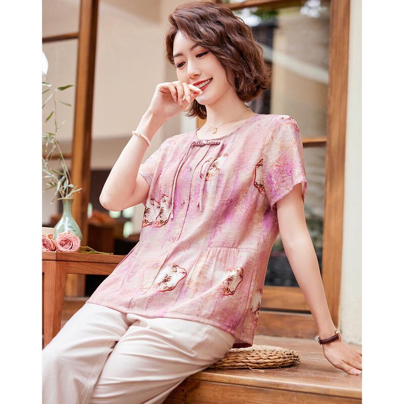 Past Summer New Chinese Style T-shirt and Pants Set