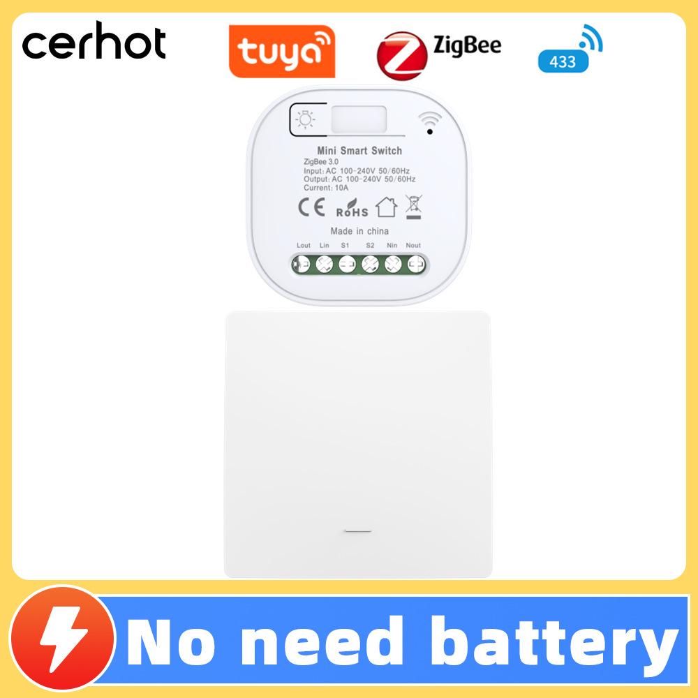 Smart Tuya Zigbee Wireless Light Switch, Self-Powered Kinetic Energy Remote with App Control