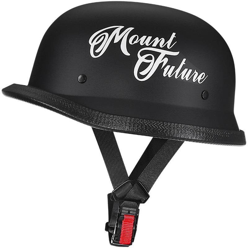 German Retro Half Helmet 108 Bright Black Solid Color Motorcycle Helmet Unisex Four Seasons Universal Pure Color Biker Cap