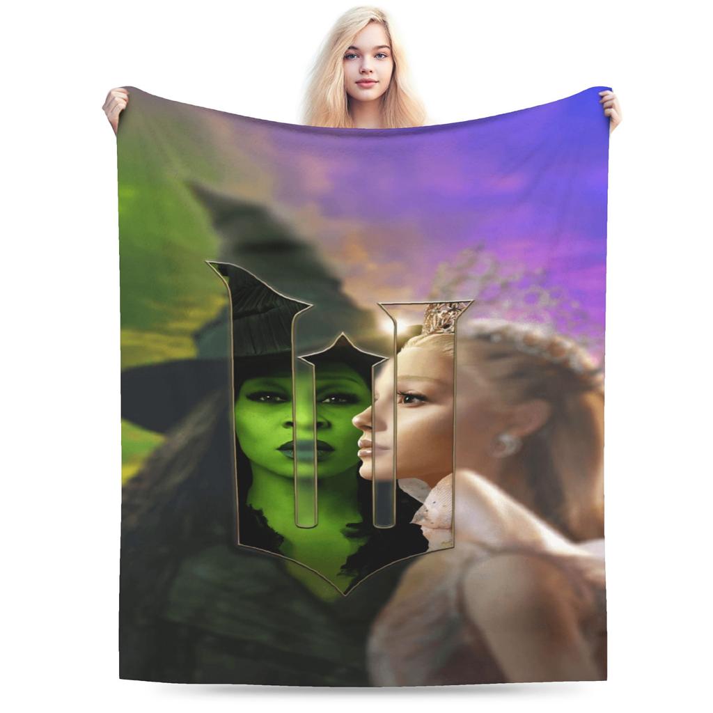 W-Wicked 2 Musical Movie Glinda Elphaba Blanket Warm Soft Street Trend Plush Throw Blanket Flannel Bedspread Bed Cover