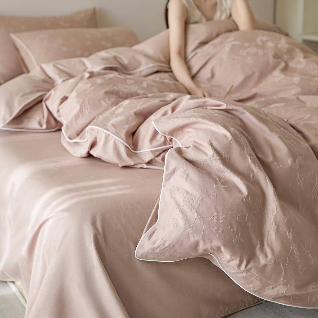 Sleeping grid full cotton long staple cotton embossed three-dimensional jacquard four piece set