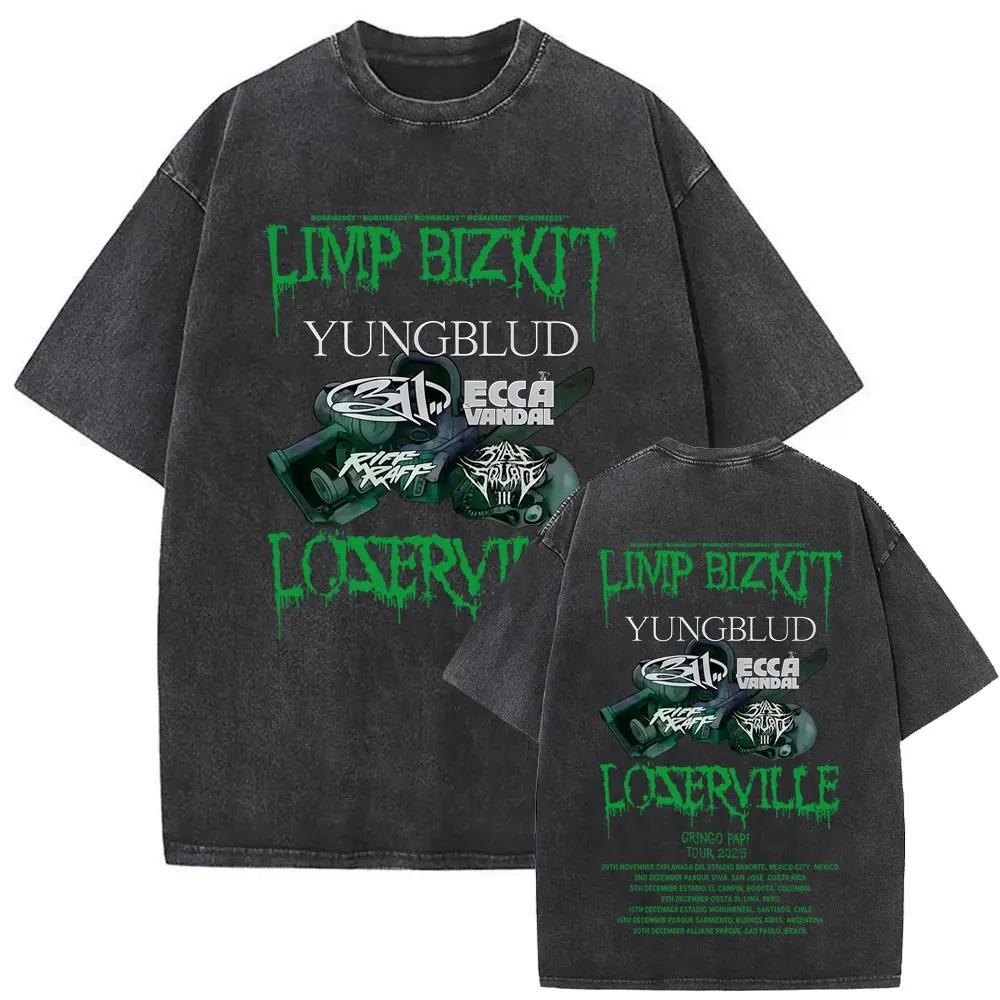 Y2k Tshirt Unisex Clothing Washed Vintage Rock Band Limp Bizkit Album Graphic 2026 Unisex Clothes Tee Shirt Homme Graphic TShirts Y2K