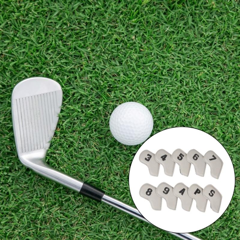 10Pcs Golfs Iron Head Cover Thick PU Leather Golfs Head Cover Replacement Headcover Protective Cover Easy to Use
