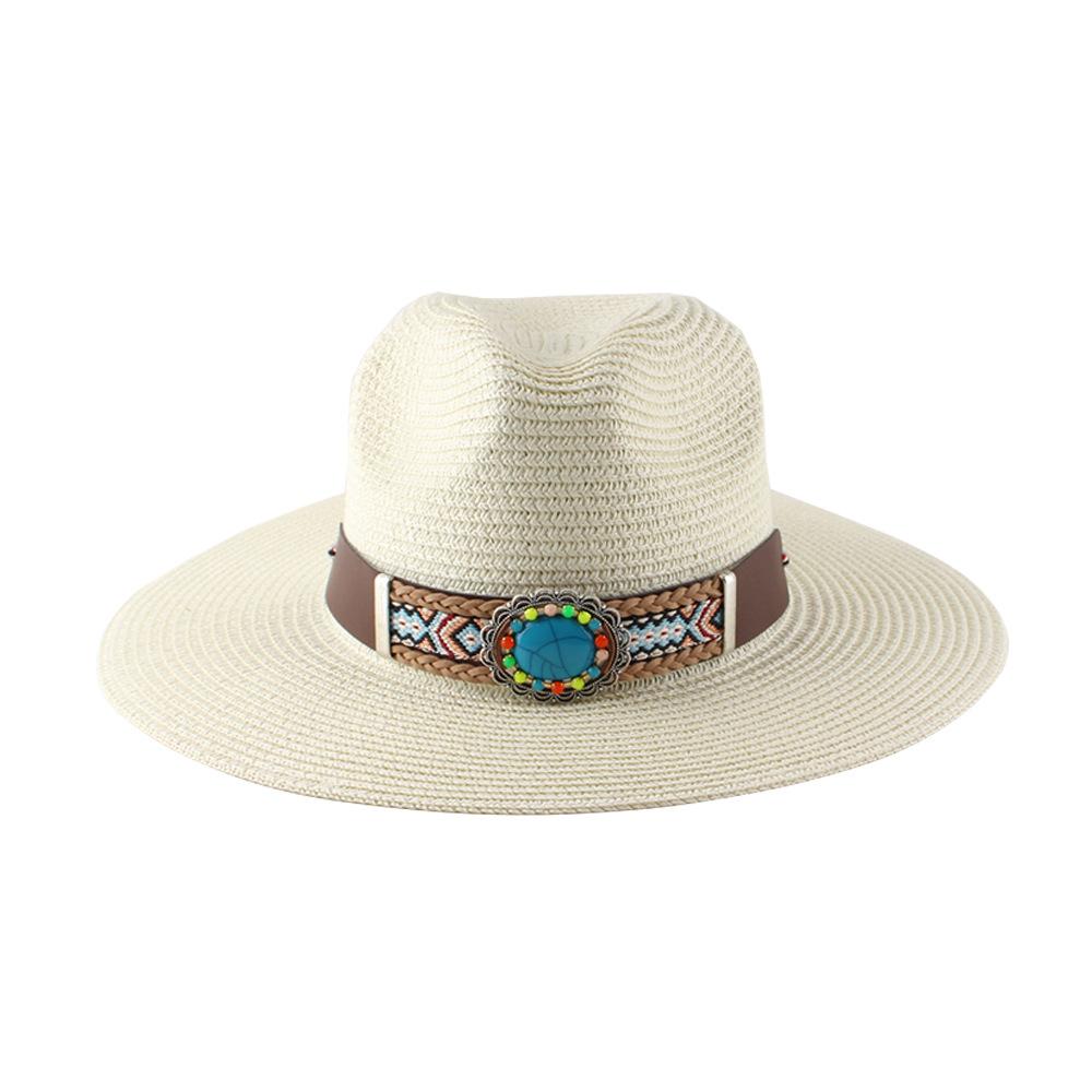 Fashion straw hat women European and American wide-brimmed beach jazz top hat summer hat sun hat new sunscreen hat
