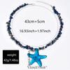 Bohemia Blue Starfish Pendant Necklace for Women Vintage Irregular Gravel Resin Jewelry Accessories