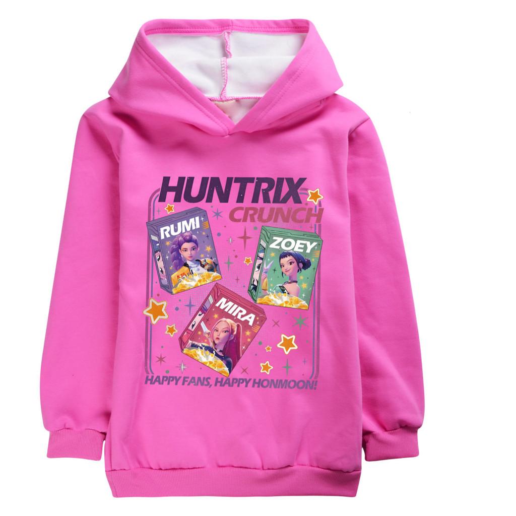 4970 Children Girls Kpop Rumi Zoey Mira Print Princess Long Sleeves Velvet Warm Winter Hoodie