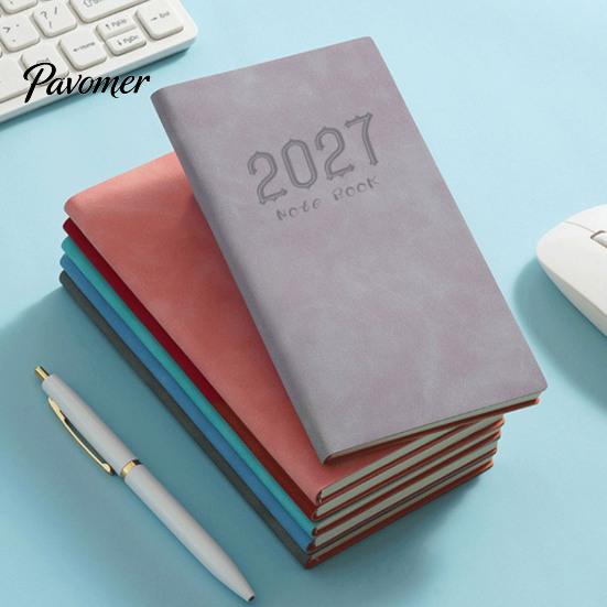 Gift for Students Professionals 2027 A6 Weekly Planner, 365 Day English Schedule Pocket Notebook Compact Travel Diary with Ribbon Bookmark,