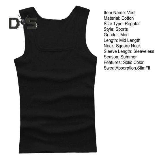 Herren Sport-Unterhemd, quadratischer Halsausschnitt, schmale Passform, atmungsaktiv, weiche Schweißabsorption, einfarbig, mittellang, elastisch, lässig, zum Joggen, Fitnessstudio, Tanktop, Unterhemd