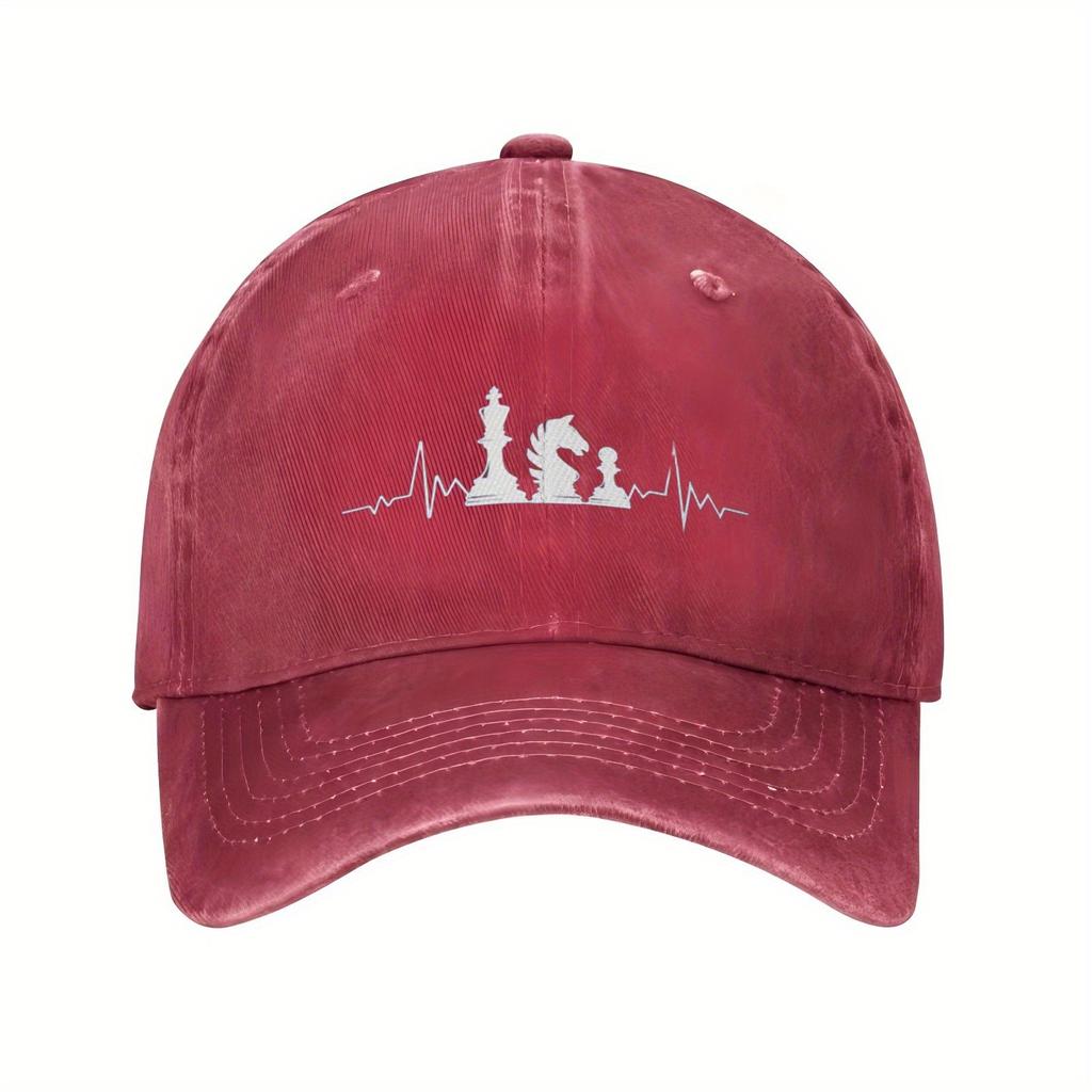 Chess Heartbeat EKG Print Baseball Cap Unisex Adjustable Breathable Cotton Casual Hat for Chess Players