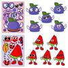 6/12Sheets Cartoon Fruit Summer Colorful Make A Face Puzzle Stickers PVC Material Children’s Daily Toys Waterproof Toy Stickers.