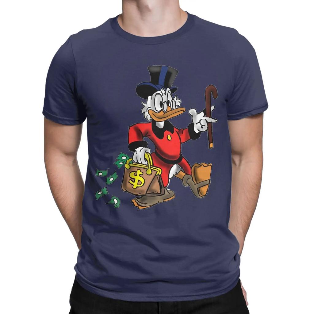 Scrooge McDuck 100 Cotton TShirt Mens Summer DuckTales Fun Tshirts Famous Anime Unisex Comfortable Women Men Tshirts