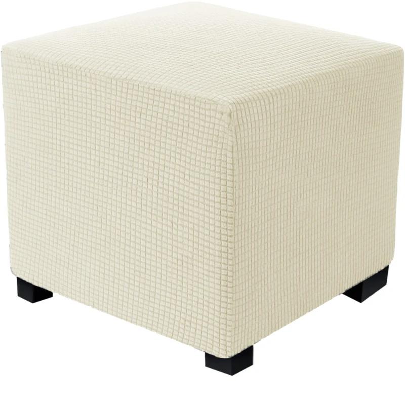 

Square Ottoman Cover Polar Fleece Footstool Covers Elastic Footrest Slipcovers House Pouf Carre Furniture Protector Stool Covers S