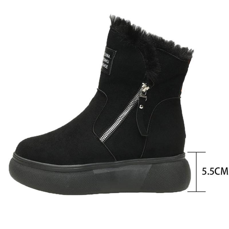 Fashion Winter Fashion Patchwork Snow Boots Women Non Slip Platform Snow Boots for Woman Faux Suede Short Plush Warm Booties Lady