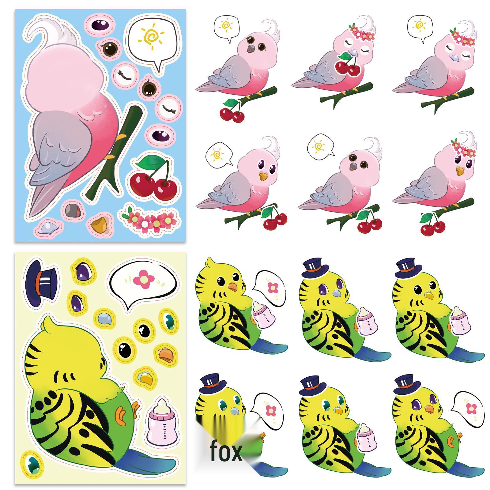 

Parrot Face Swap Puzzle Stickers: Parent-Child Interactive Animal DIY Doodle Journal