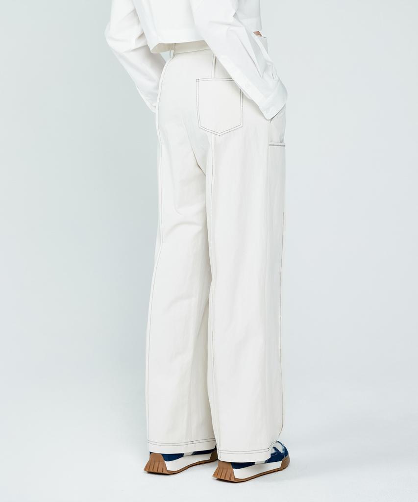 DEPASION Stitch Point Wide Fit Pants (Ivory)