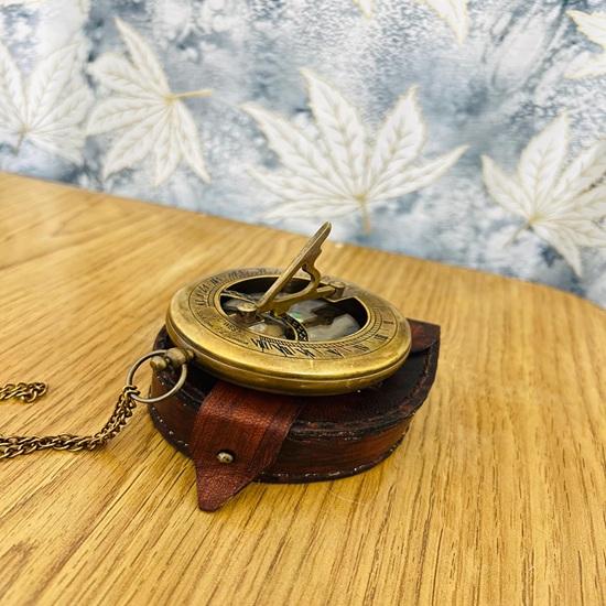 Handmade Brass Compass, Antique Nautical Pocket Navigation, Pirate Explorer Gift (Leather Case)