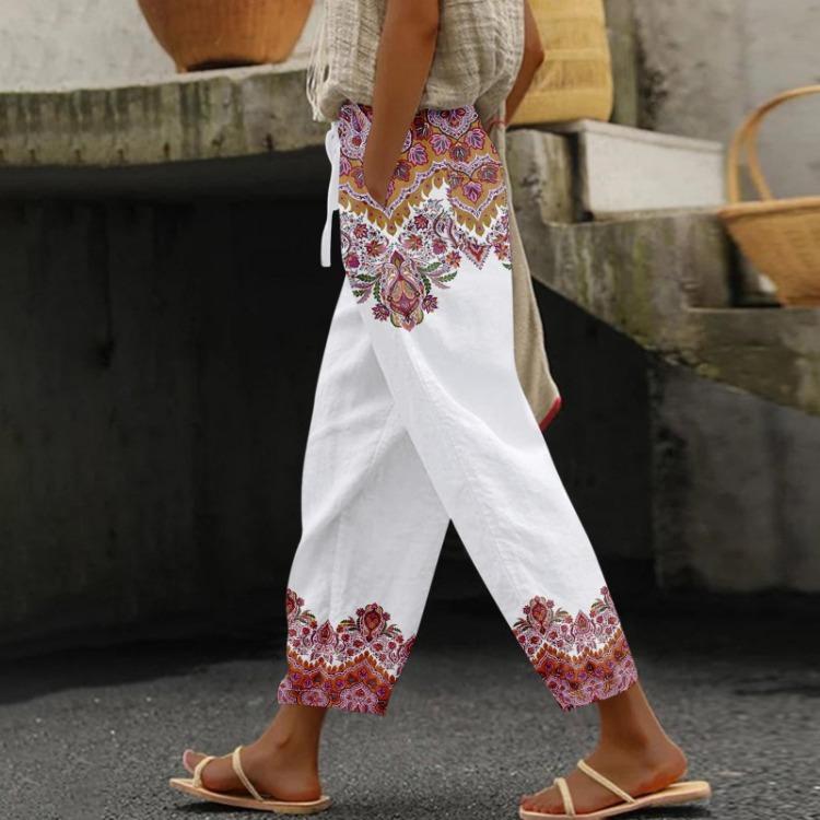 Dámske ležérne nohavice Módne Elastický pás Sťahovacia šnúrka Potlač Vrecká