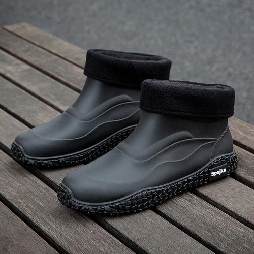 Men's Anti Slip And Waterproof Short Rain Boots, Rider Rubber Shoes, Kitchen And Outdoor Water Shoes