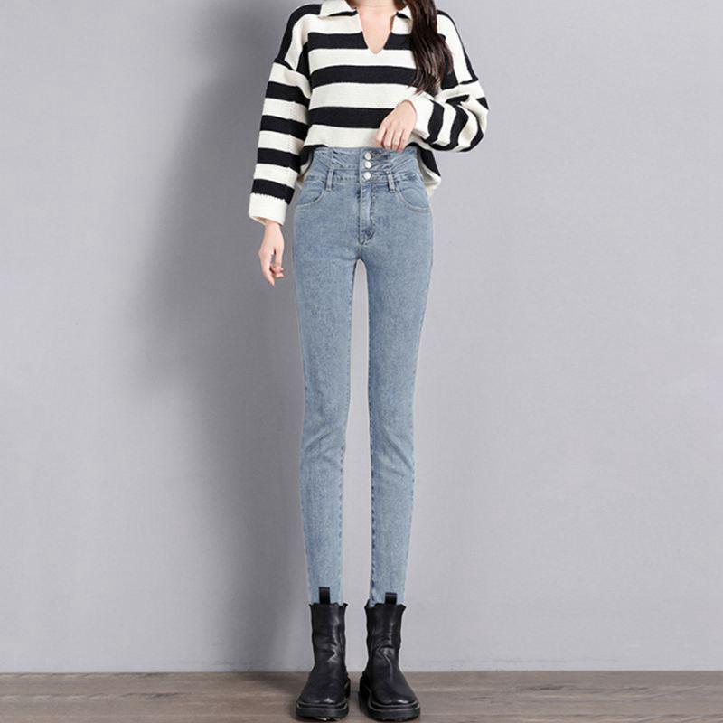 

Women s High-Waisted Fleece-Lined Skinny Jeans, Black, Slim-Fit, 2024 Autumn/Winter Collection 28 (100-110 lbs recommendation)