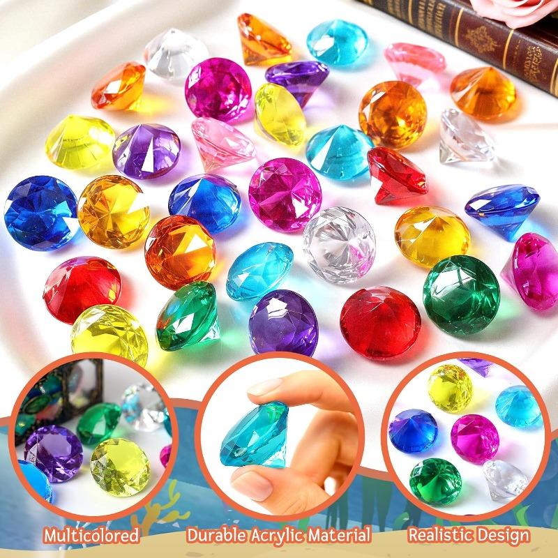 Gemme Subacquee Giocattoli per Piscina, 20 Grandi Diamanti Colorati con Scatola Tesoro del Pirata, Giocattolo Subacqueo per Bambini, per Regalo Piscina Allenamento Nuoto Sott'acqua