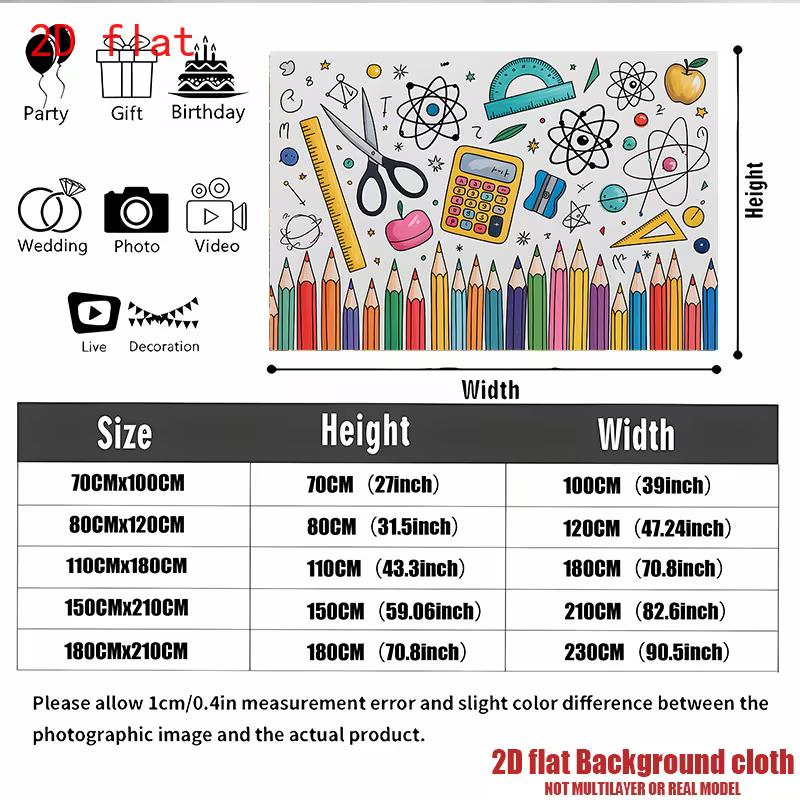 2D Flat Classroom Supplies Doodle Photo Background