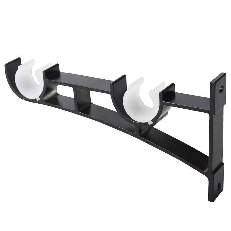 Aluminum Alloy Curtain Rod Bracket With White Double Rod Holders For Home Decor
