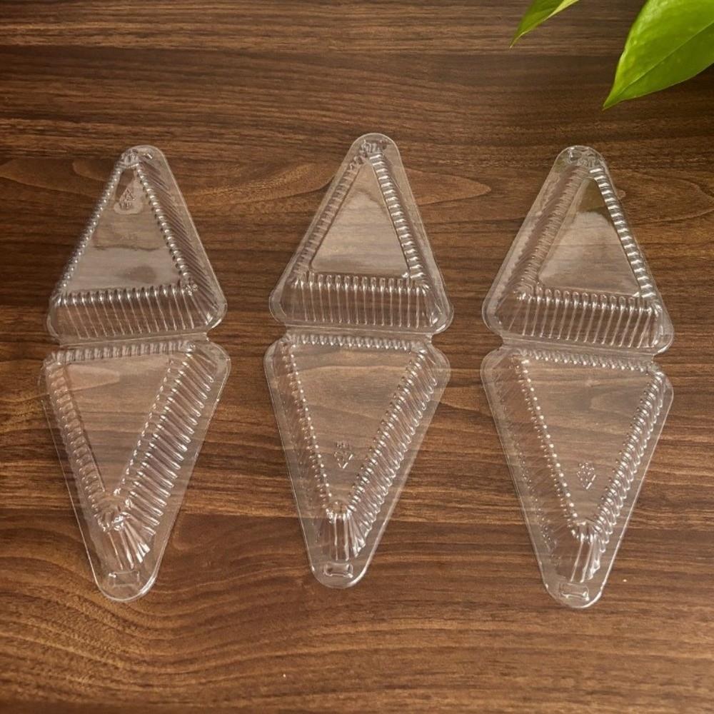 50pcs PET Plastic Cake Slice Containers Disposable Pie Package Box Dessert Storage Box  Bakery Use