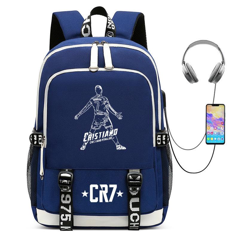 Football Star Collection Teen Primary And Secondary School Student School Bag Usb Men'S And Women'S Casual Backpack