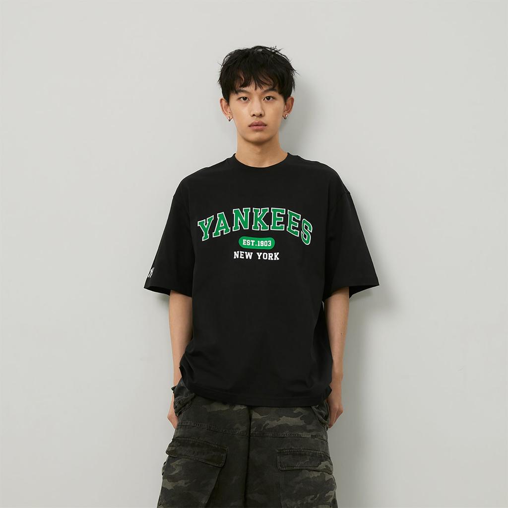 MLB College Style Series T Shirts Unisex Black Crew Neck Moderate Straight Fit 3ATSV0243-50BKS