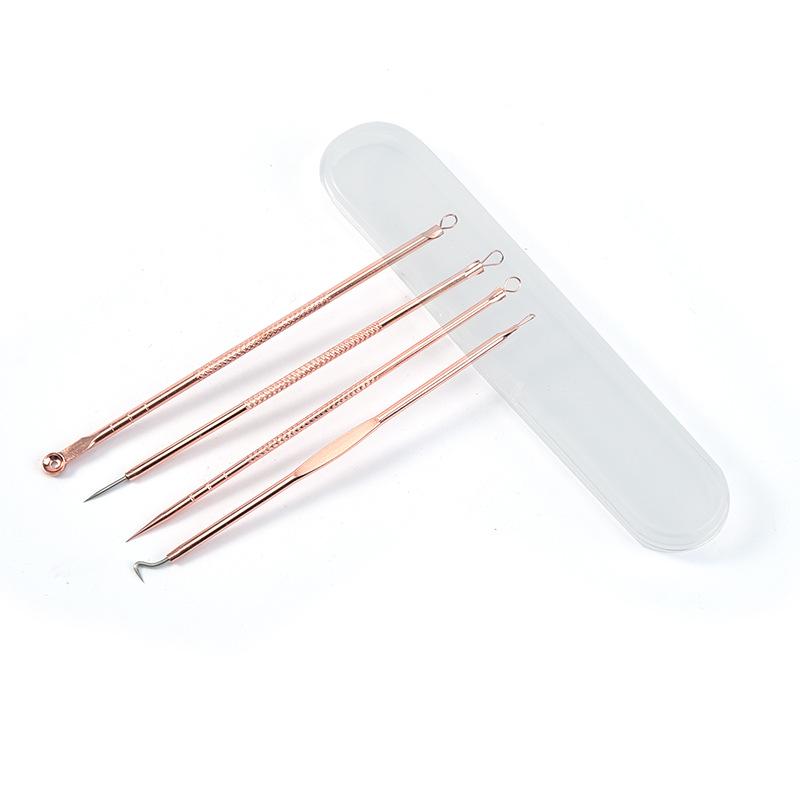 Stainless Steel Blackhead Remover and Pimple Extractor Set—4-Piece Beauty Tool for Acne and Zit Care