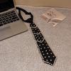 Pre Tied Black Fashion Neckties With Faux Pearl Rhinestone Decor Perfect For Party Wedding Daily Wear Special Events