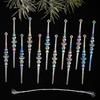 12Pcs Shining Christmas Icicle Pendants Transparent Acrylic Christmas Tree Ornaments  for Xmas Tree