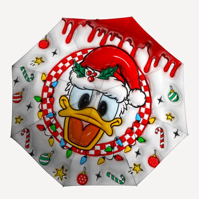 

1pc Donald DuckDesign Automatic Open/close Folding Umbrella - Compact Travel Umbrella, Heavy-Duty 8-Rib Construction y2