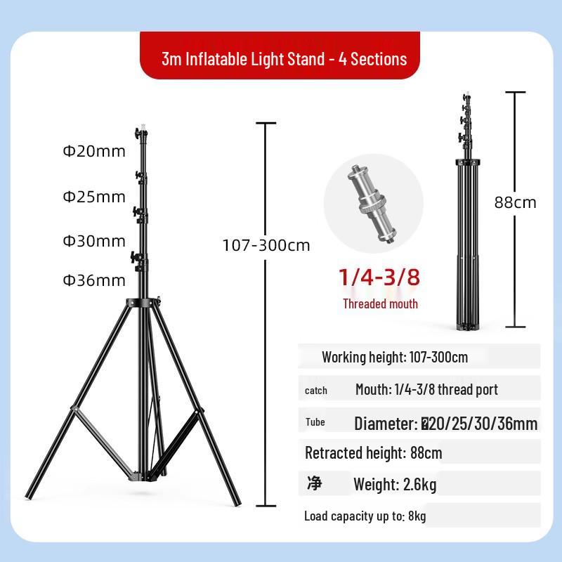 Reinforced 2.8m Stainless Steel Light Stand with Magic Legs for Flash Photography