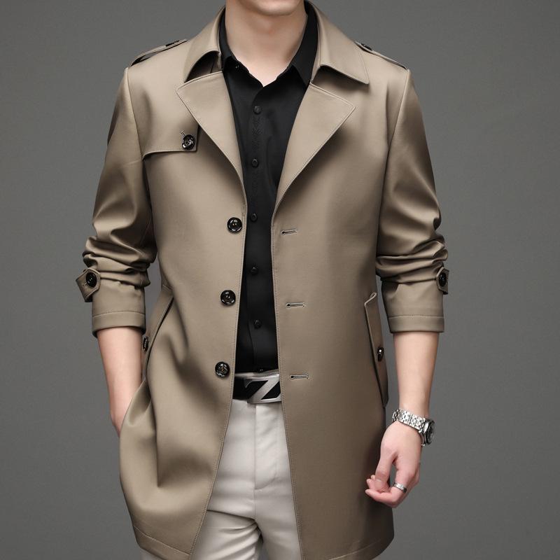 2025 Spring/Autumn High-End Casual Windbreaker: Light Business Lapel Jacket with Patch Pockets for Youth & Middle-Aged Men