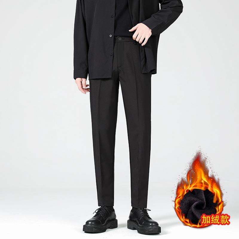 Pants Men's Spring and Autumn New Suit Pants Men's Slim Straight Pendant Versatile Casual Black Small Pants