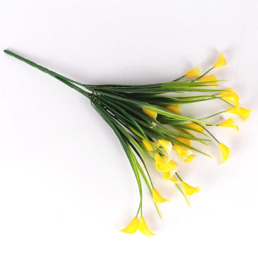 New Beautiful 25 Heads/Bouquet Mini Artificial Calla With Leaf Plastic Fake Lily Aquatic Plants Home Room Decoration Flower